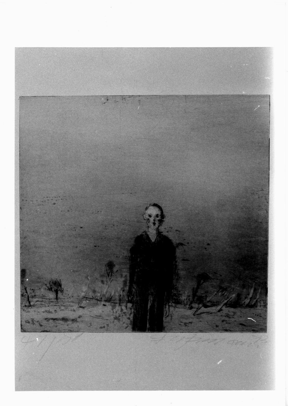 figura femminile in paesaggio (stampa) di Fussmann Klaus (sec. XX)