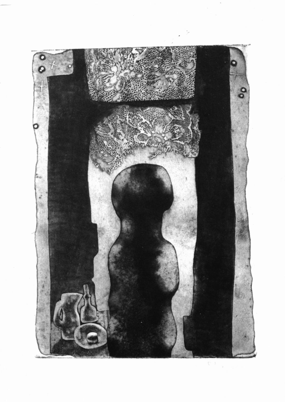 composizione con figura e natura morta (stampa) di Maurer Dora (sec. XX)