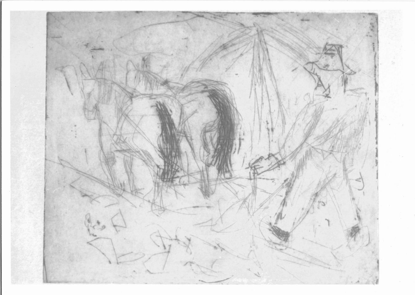 contadino con aratro trainato da coppia di cavalli (stampa) di Wiegers Jan (sec. XX)