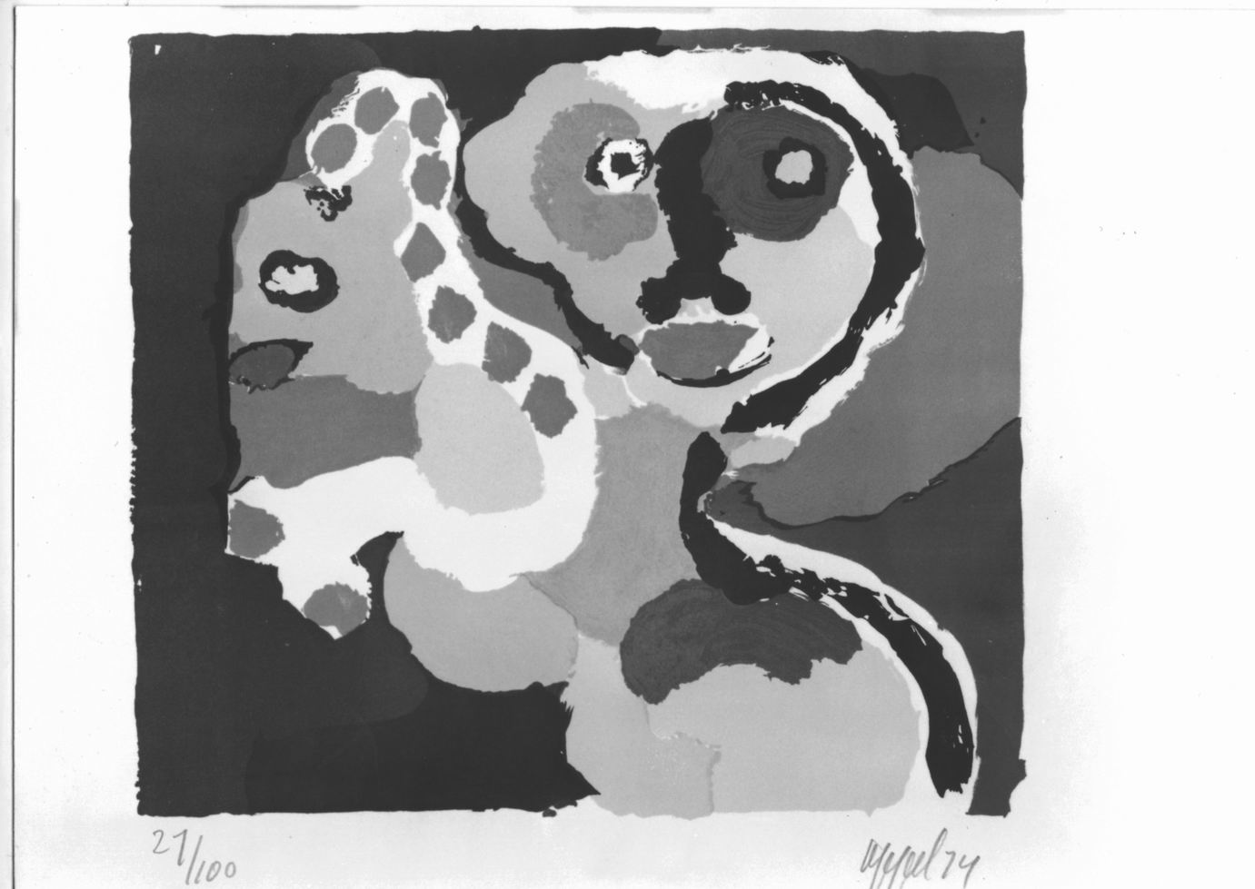 composizione con volto (stampa a colori) di Appel Karl (sec. XX)