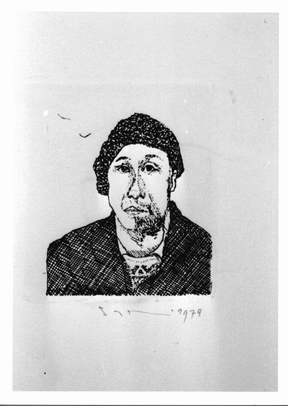 Zelf portret met aialve baard, ritratto d'uomo (stampa) di Huismans Sipke (sec. XX)