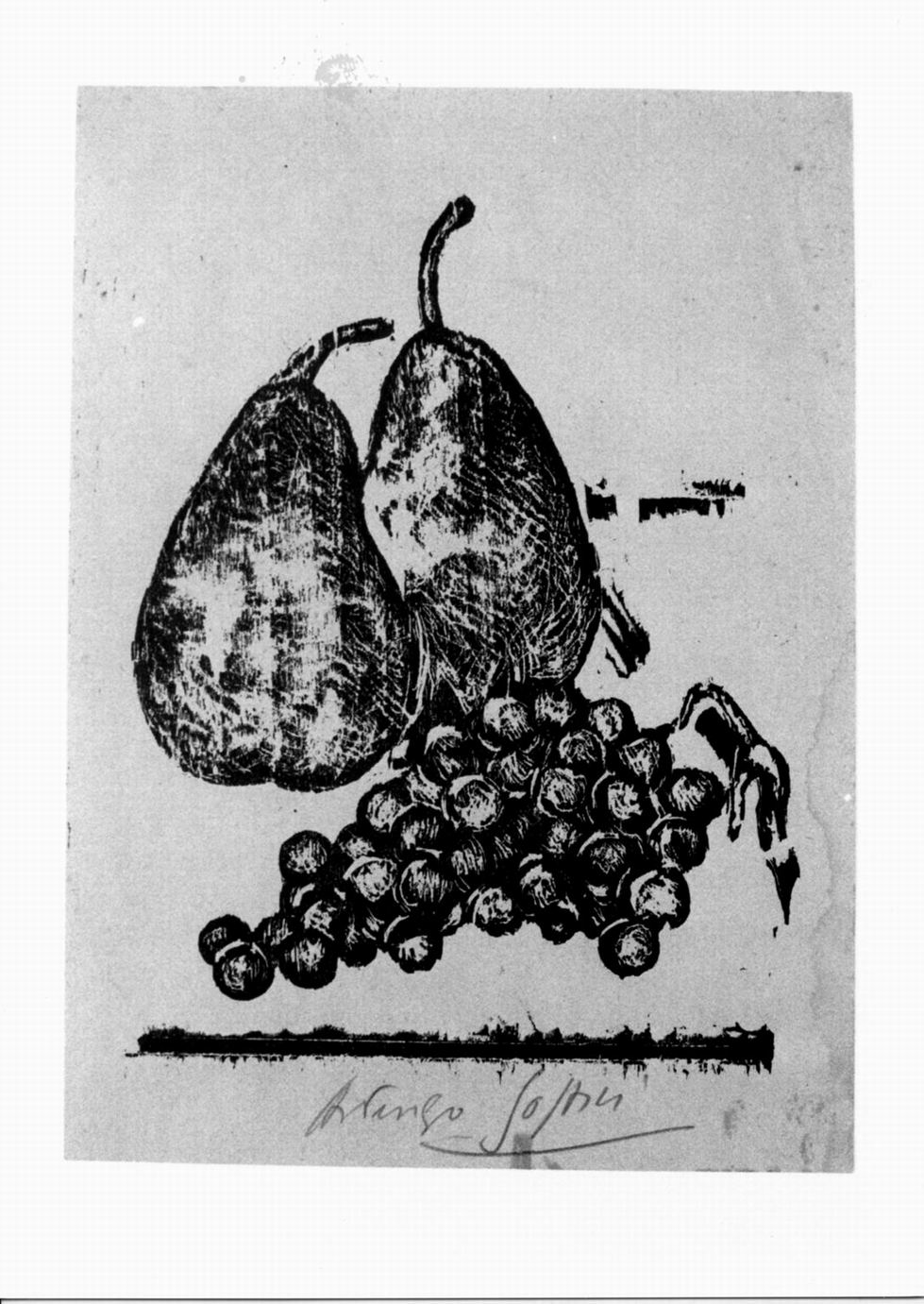 natura morta con pere ed uva (stampa) di Soffici Ardengo (sec. XX)