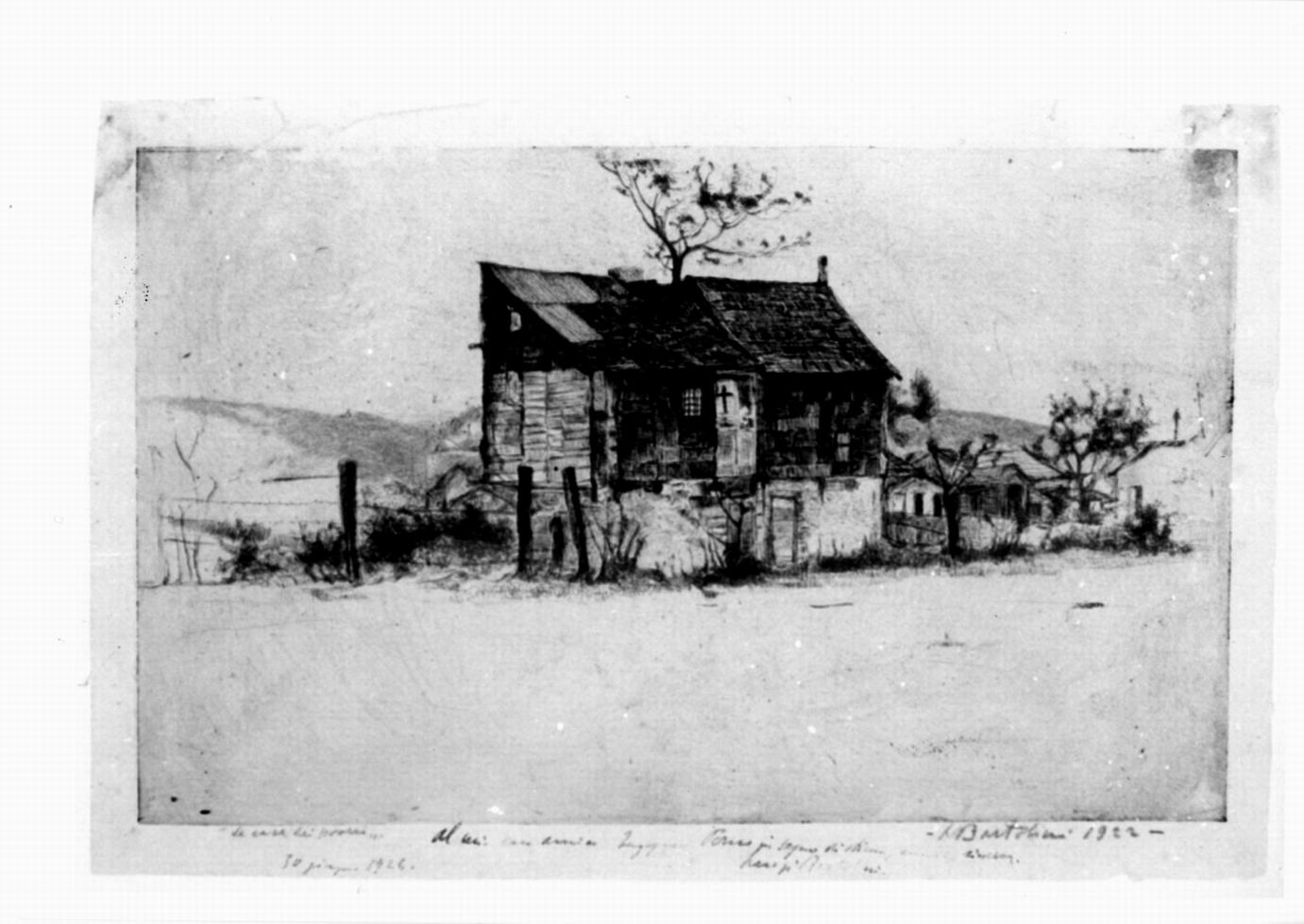 le case dei poveri, casa di campagna (stampa) di Bartolini Luigi (sec. XX)