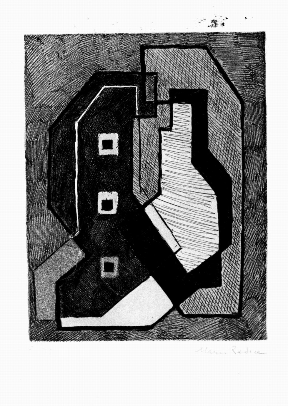 composizione astratta (stampa) di Radice Mario (sec. XX)