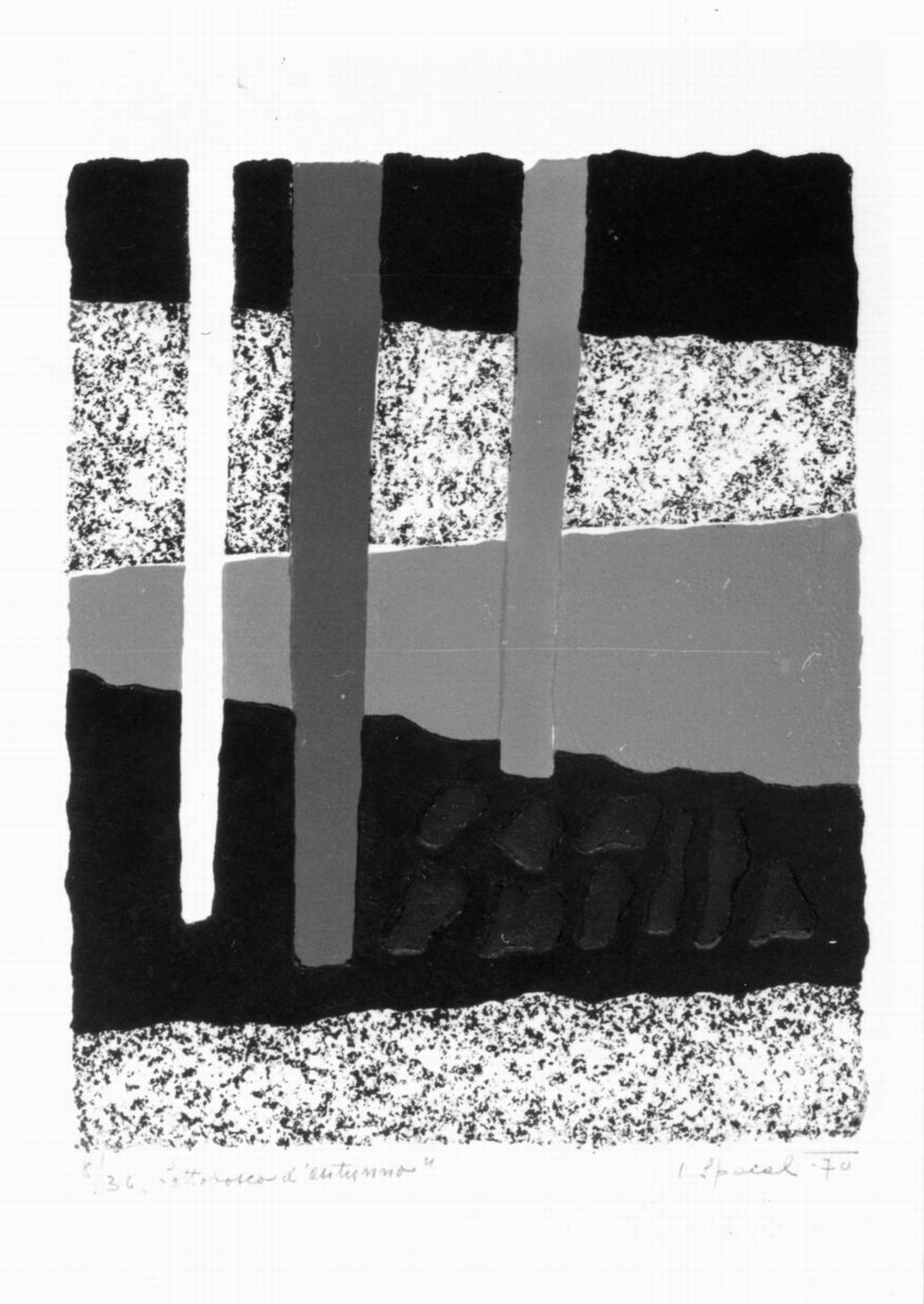 composizione astratta (stampa a colori) di Spacal Lojze (sec. XX)