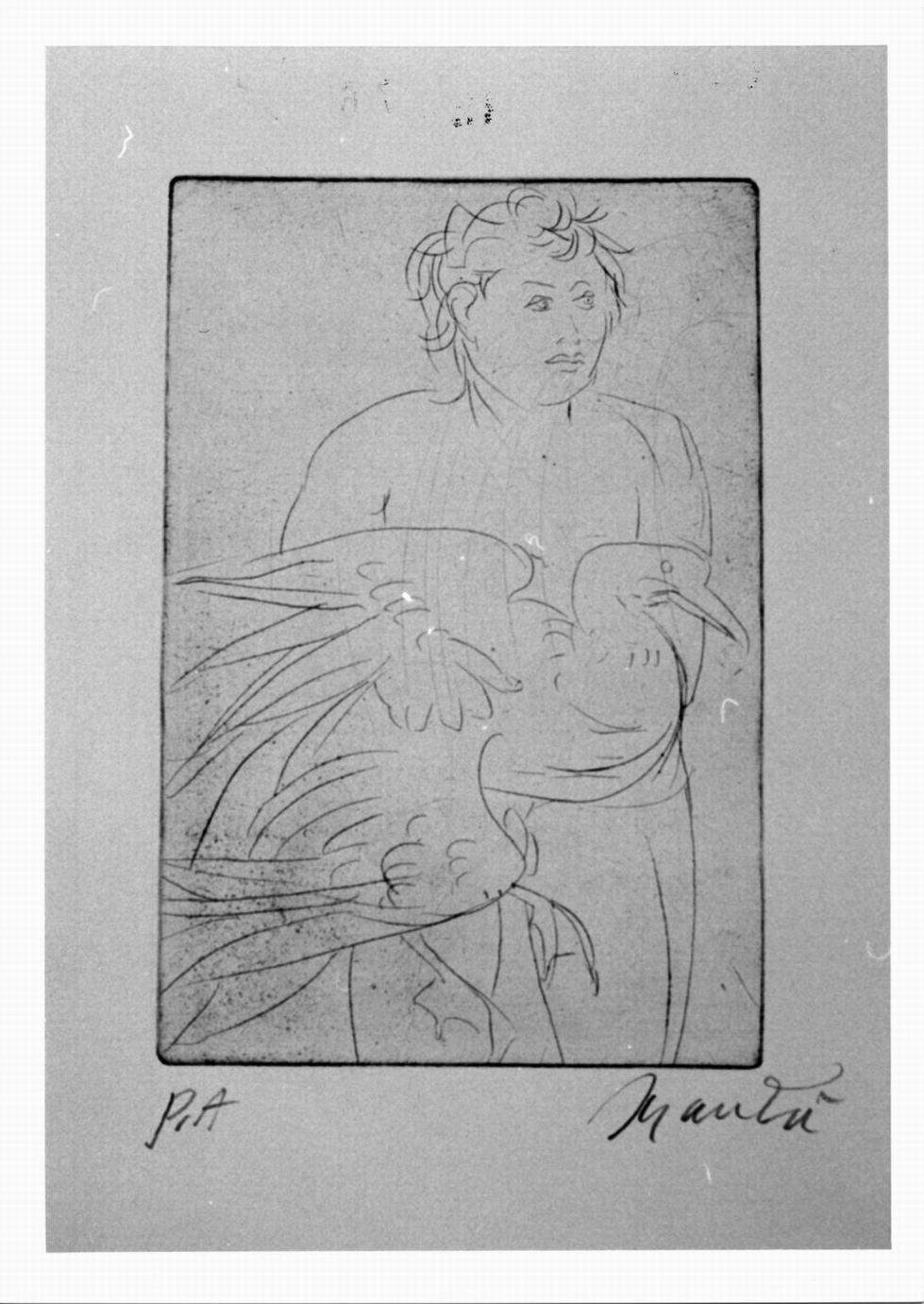 nudo di ragazzo con anatra (stampa) di Manzù Giacomo (sec. XX)