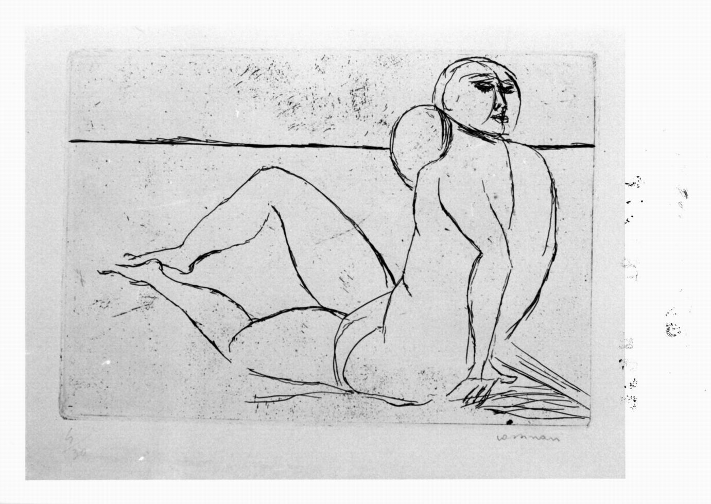 nudo semidisteso (stampa) di Cassinari Bruno (sec. XX)