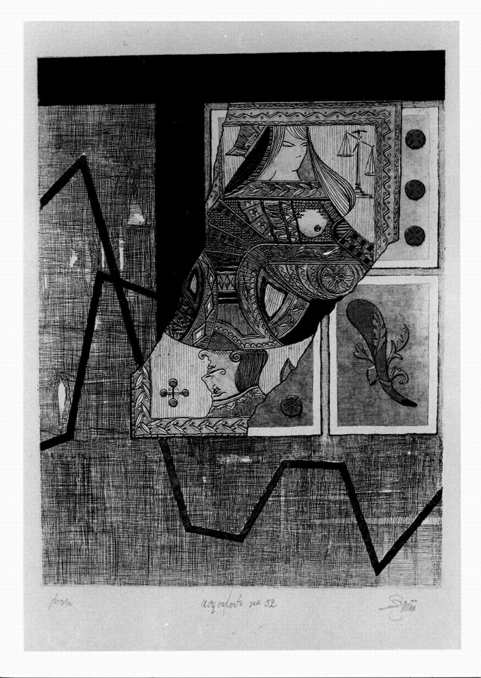 composizione con carte da gioco (stampa a colori) di Zunica Giuseppe (sec. XX)