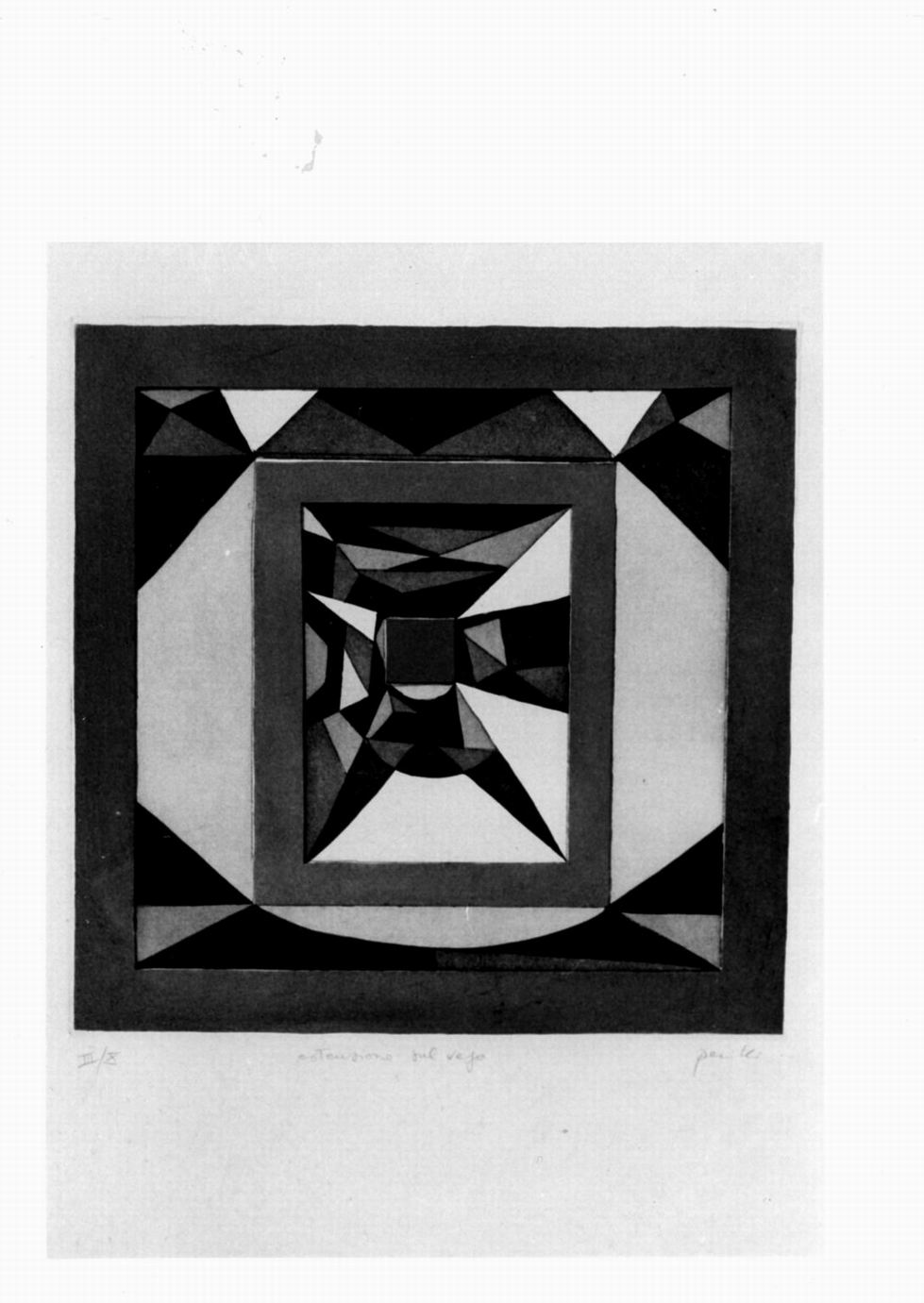 composizione astratta (stampa a colori) di Perilli Achille (sec. XX)