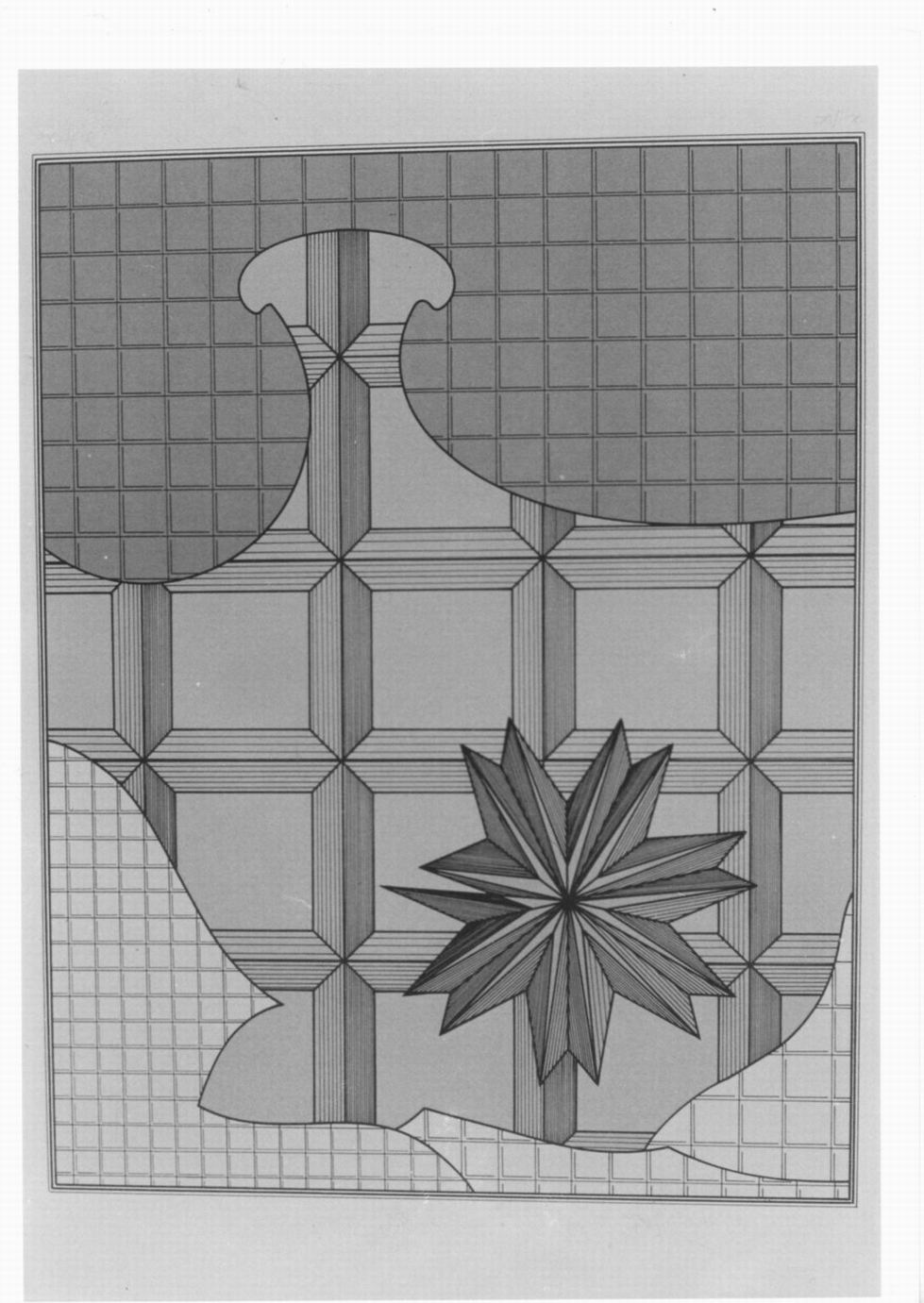 la scoperta di Omero, stella su fondo geometrico (stampa a colori) di Saffaro Lucio (sec. XX)