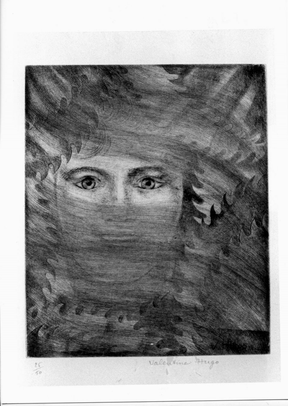 volto femminile (stampa) di Hugo Valentine (sec. XX)
