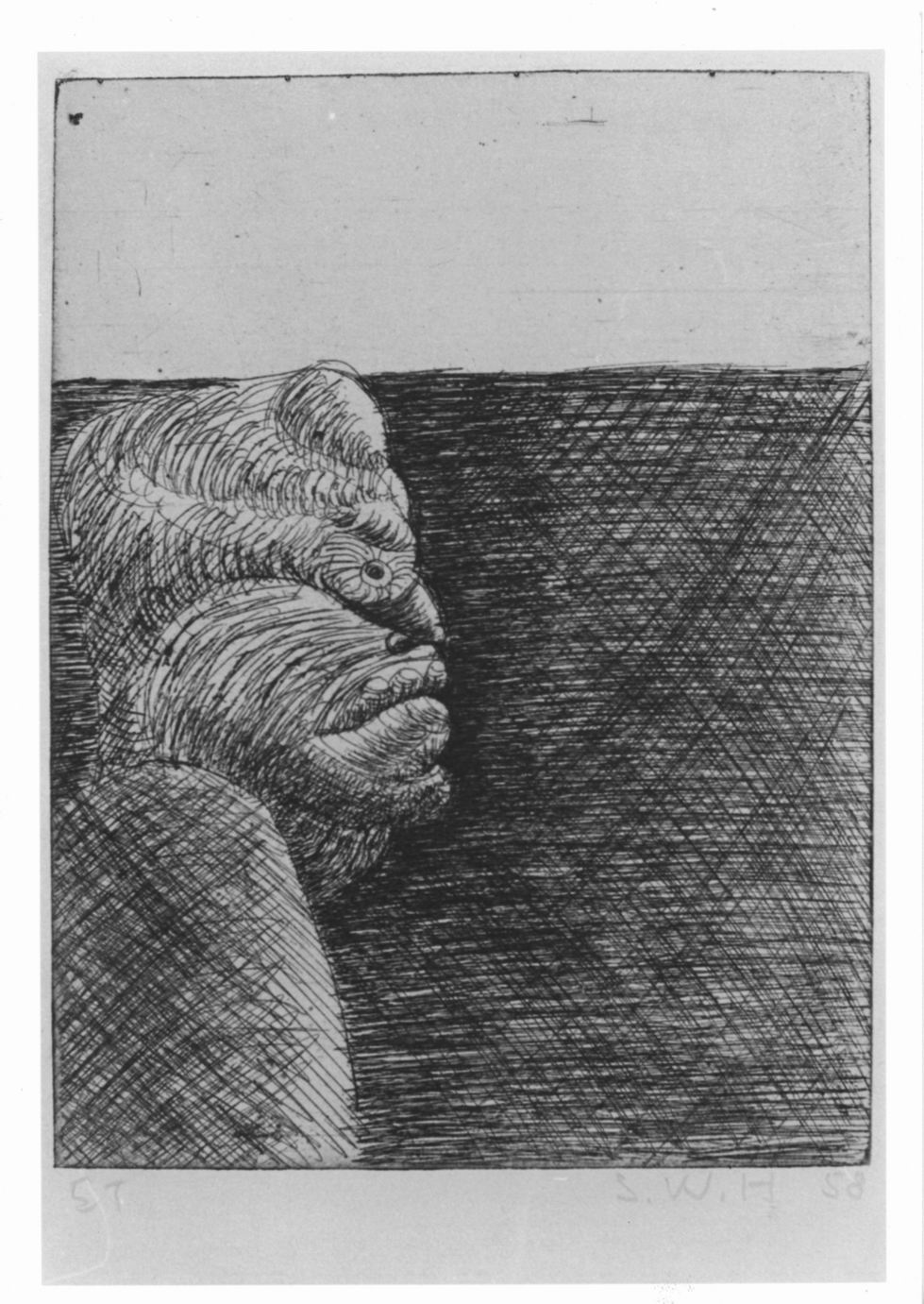 Profilo maschile (stampa) di Wiig Hansen Svend (sec. XX)