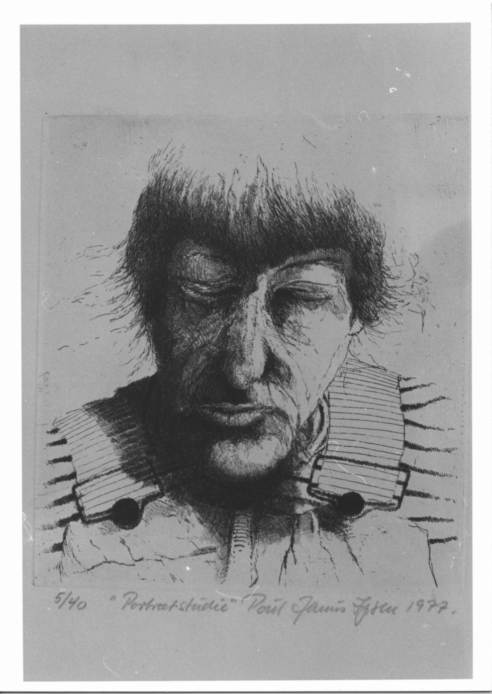 Volto maschile (stampa) di Ipsen Poul Janus (sec. XX)