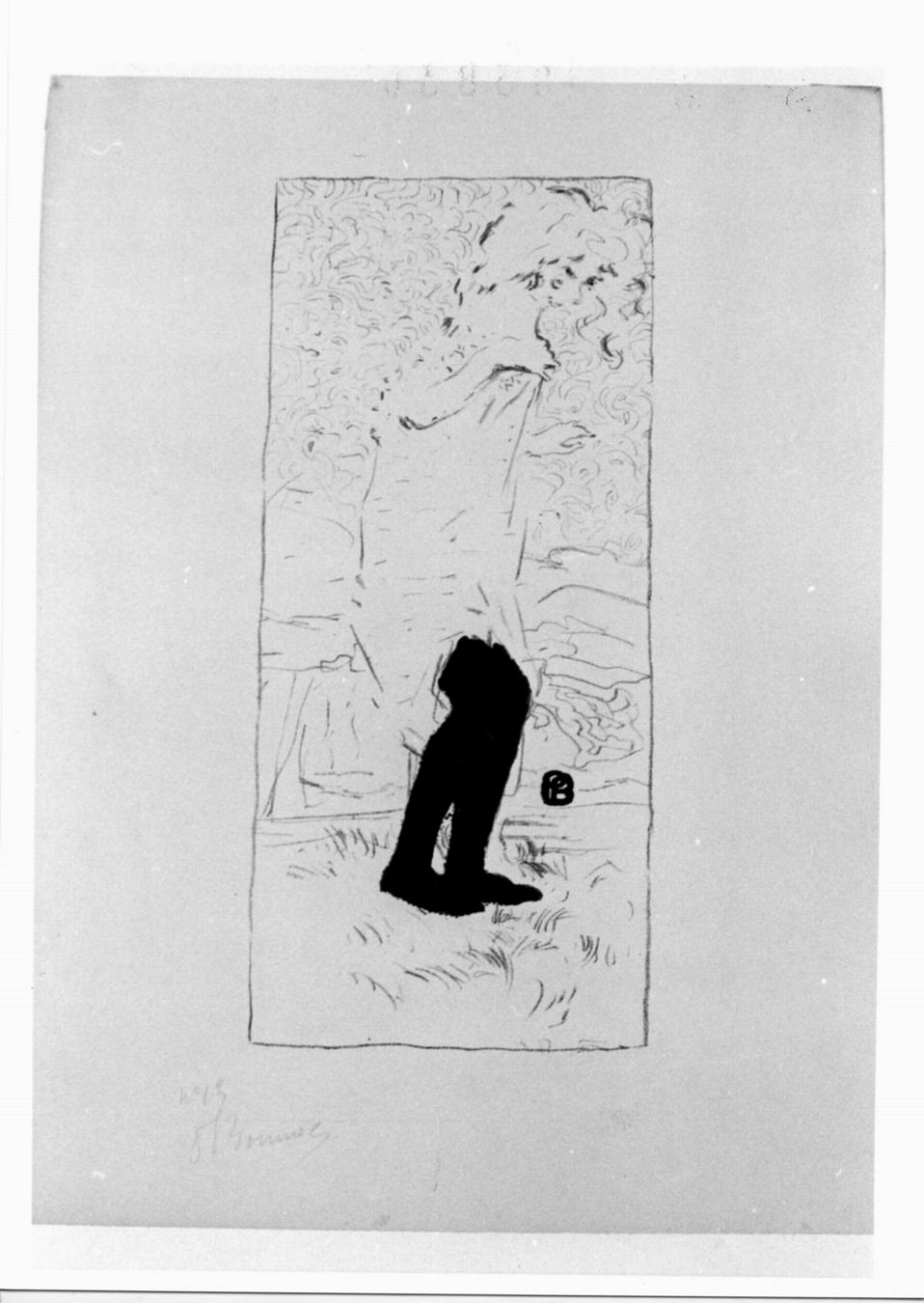 Femme en chemise, Figura femminlie con calze nere (stampa) di Bonnard Pierre (sec. XIX)