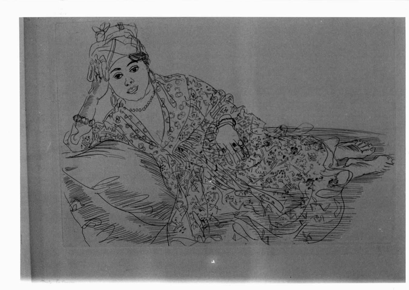 La negresse, Figura femminile sdraiata su un fianco (stampa) di Dufy Raoul (sec. XX)