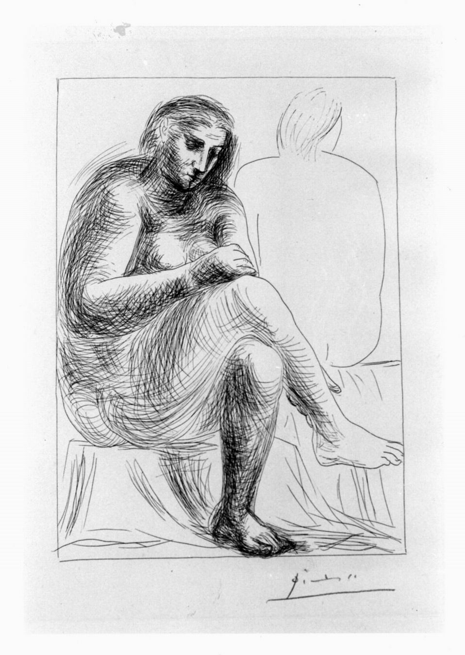 Au bain, Figura femminile seduta (stampa, elemento d'insieme) di Picasso Pablo (sec. XX)