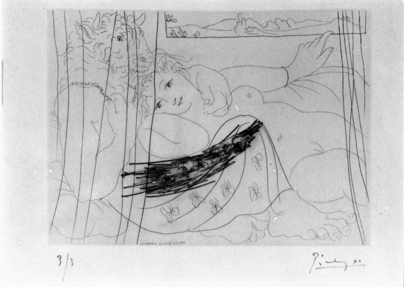 Minotauro con fanciulla tra le braccia (stampa, elemento d'insieme) di Picasso Pablo (sec. XX)