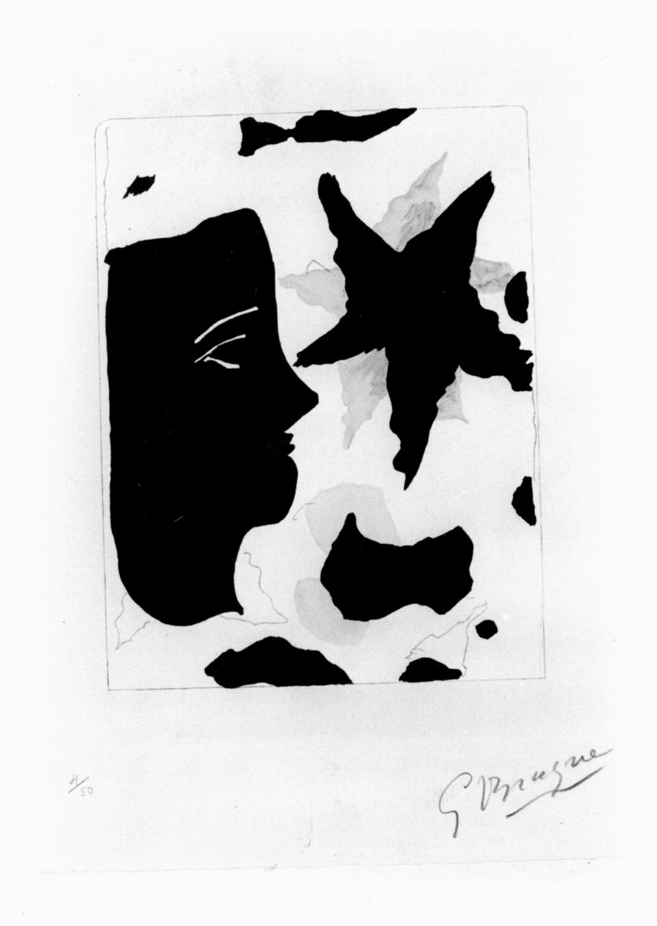 profilo e stelle (stampa a colori) di Braque Georges (sec. XX)