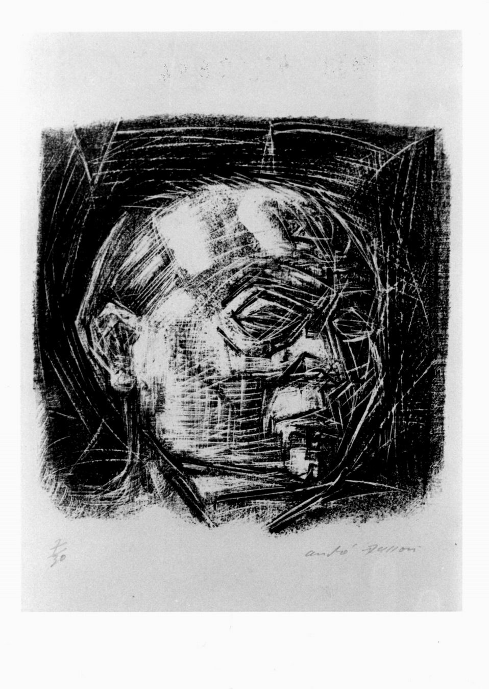 volto maschile (ritratto di Kahnweiler) (stampa) di Masson André (sec. XX)