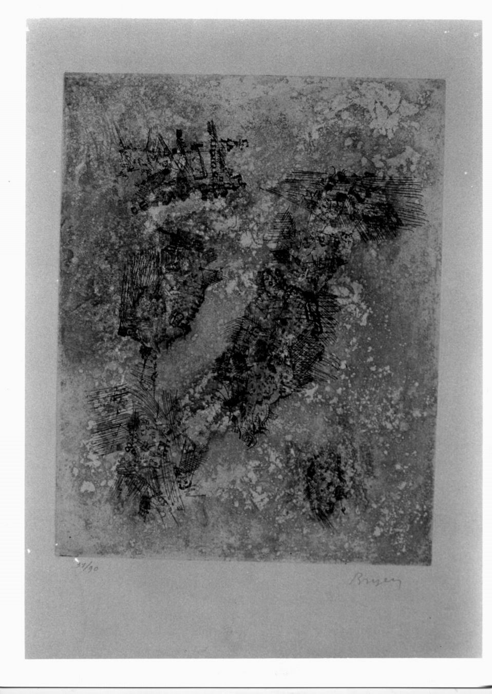 tete de dragon, figura in composizione astratta (stampa a colori) di Bryen Camille (sec. XX)