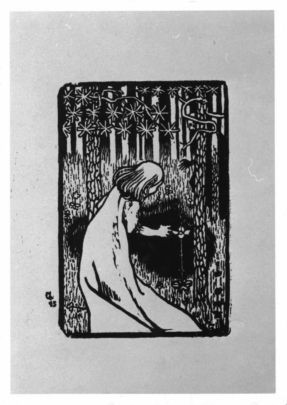 Mädchen und Tod im Walde, fanciulla e morte tra gli alberi in un bosco (stampa) di Gallen-Kallela Axel (sec. XIX)