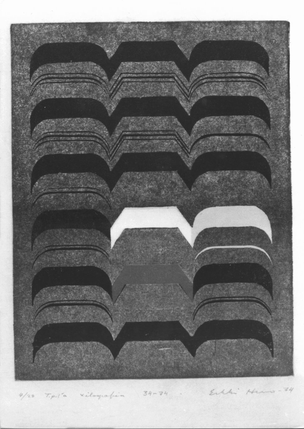 composizione astratta (stampa a colori) di Hervo Erkki (sec. XX)