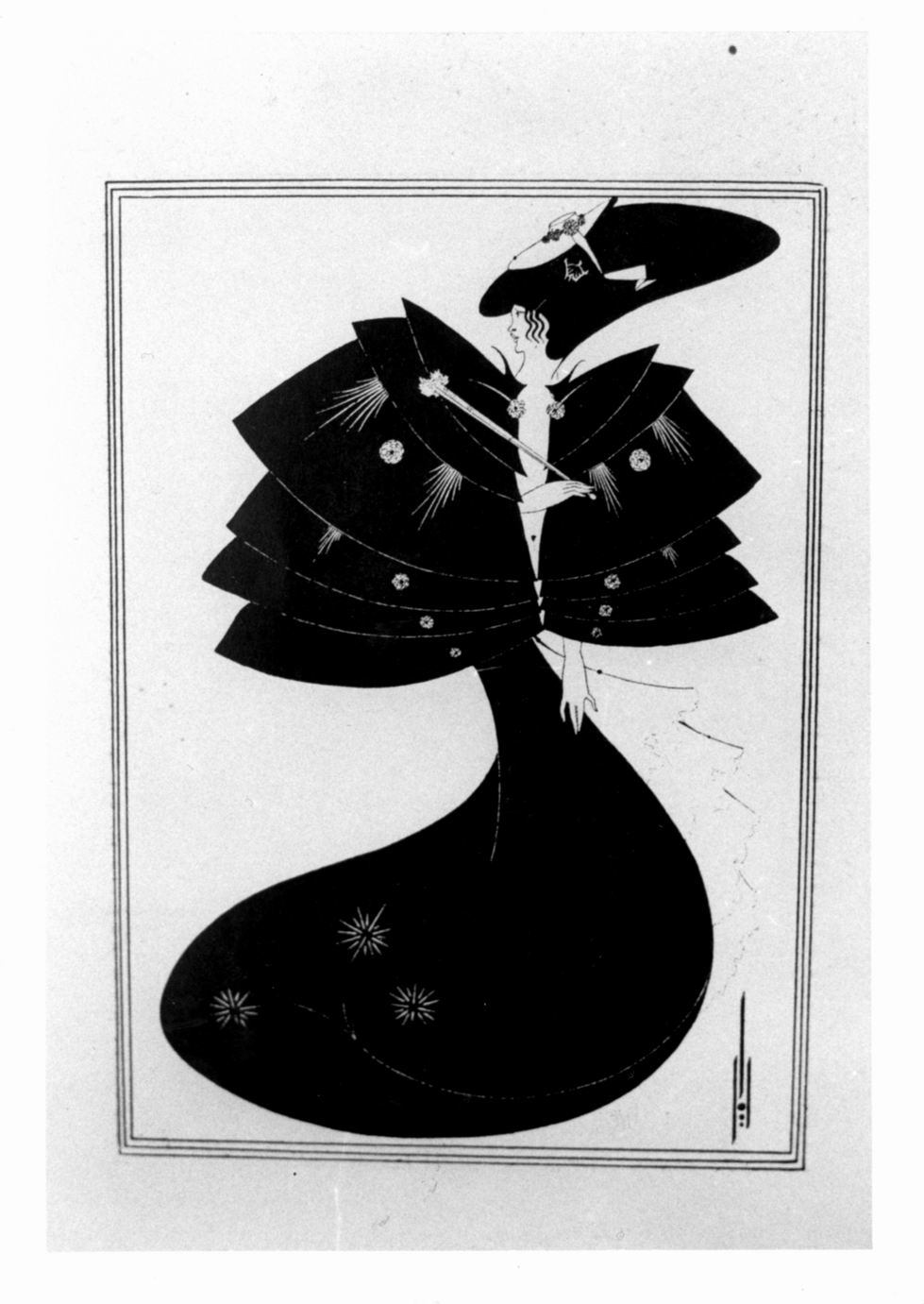 Figura femminile in abito nero (stampa, elemento d'insieme) di Beardsley Aubrey (sec. XIX)