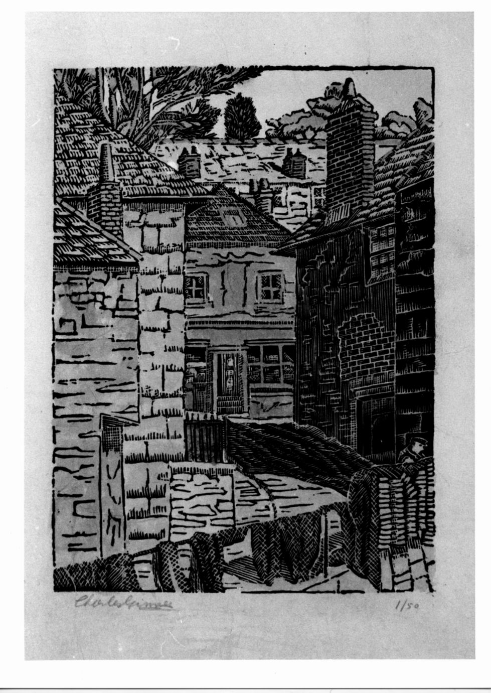 Veduta con case (Newlyn) (stampa a colori) di Ginner Charles (sec. XX)