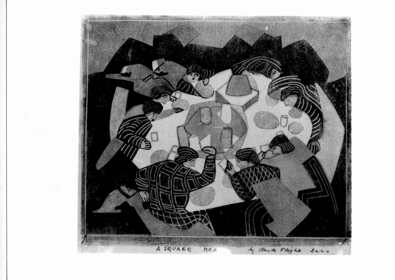 Figure intorno a tavolo rotondo (stampa) di Flight Claude (sec. XX)