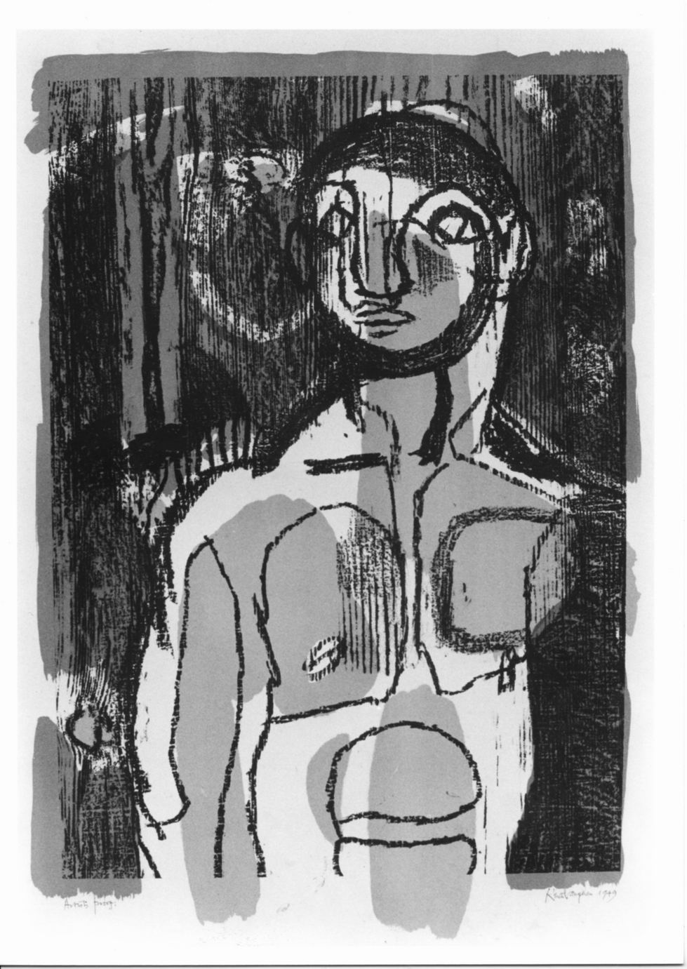 Blue boy, Figura maschile a mezzo busto (stampa a colori) di Vaughan Keith (sec. XX)