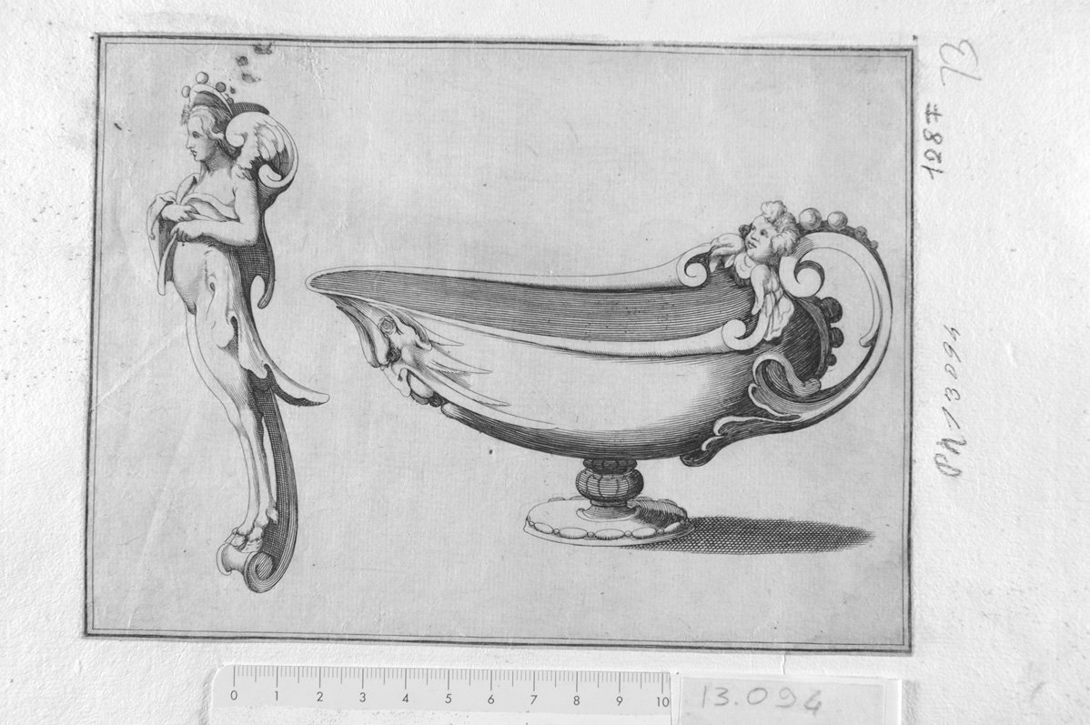 Coppa e manico di cucchiaio (stampa) - ambito tedesco (sec. XVII)