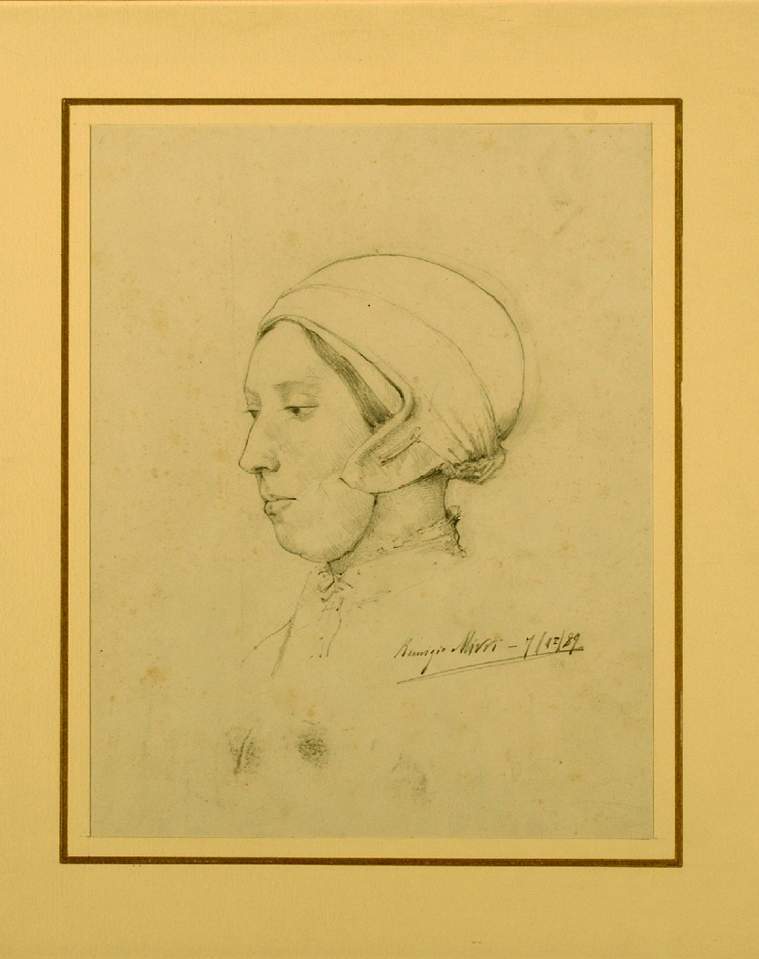 testa di donna (disegno) di Mivvi Remigio (sec. XIX)