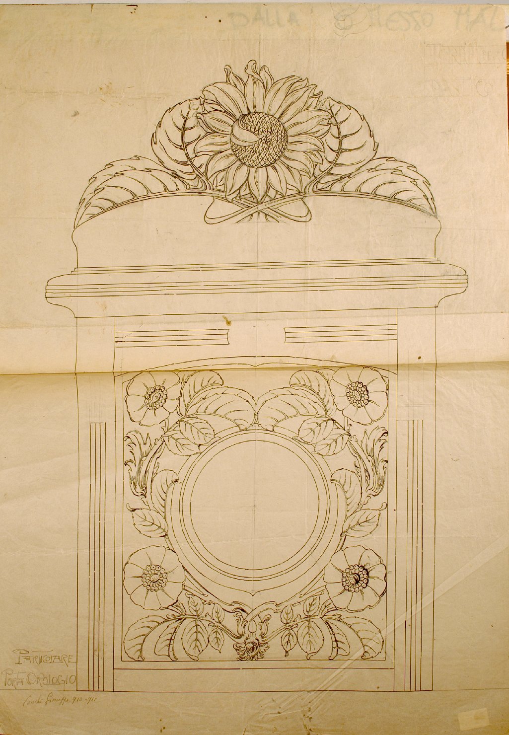 orologio a pendolo (disegno) di Conchi Giuseppe (sec. XX)