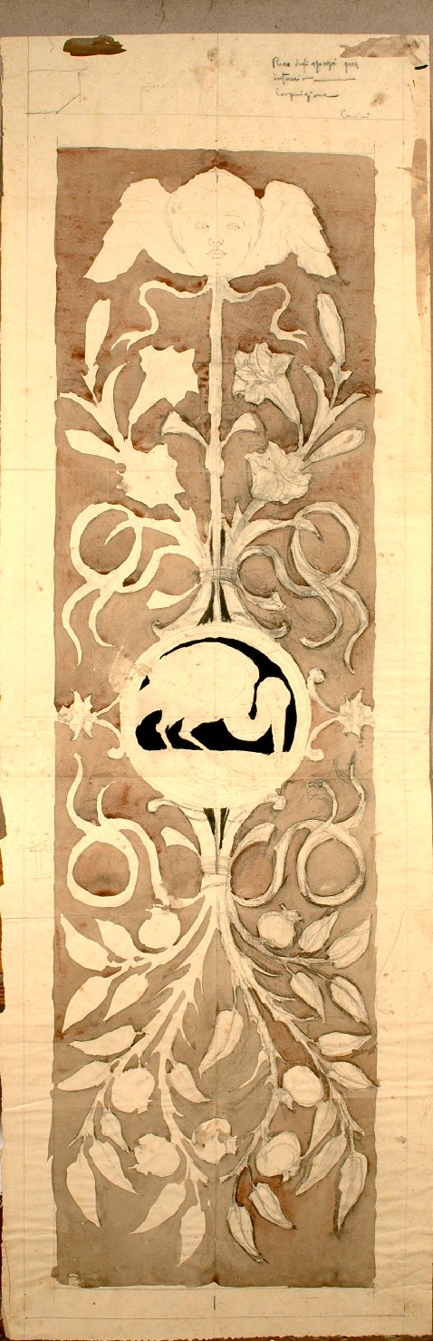 motivi decorativi a candelabra (disegno) di Cossarini (primo quarto sec. XX)