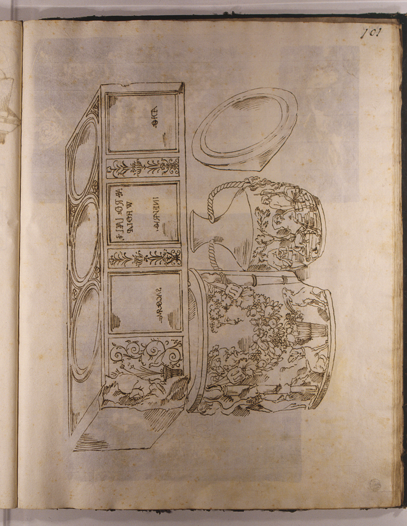 pile e vasi cinerari (disegno) di Basoli Antonio (sec. XIX)