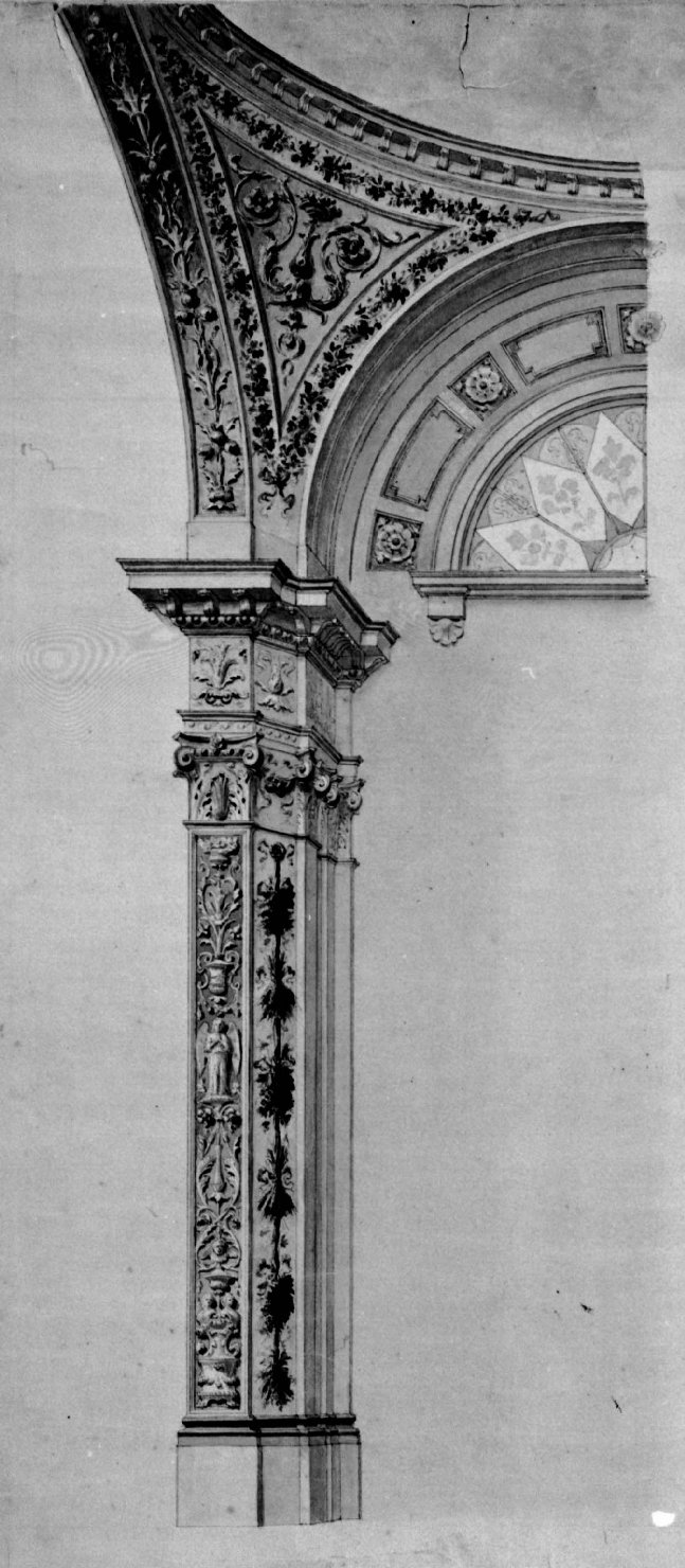 angeli e motivi decorativi (disegno) di Baldi Giovan Battista (secc. XIX/ XX)