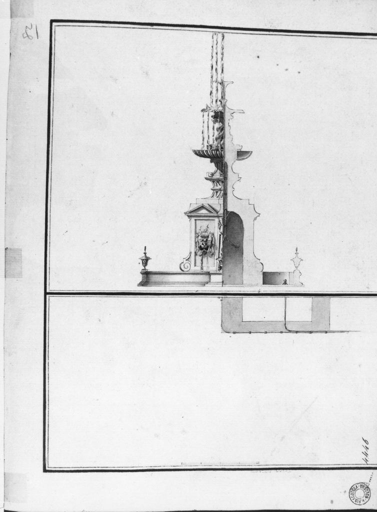 fontana ornamentale (disegno) di Basoli Antonio (scuola) (secondo quarto sec. XIX)