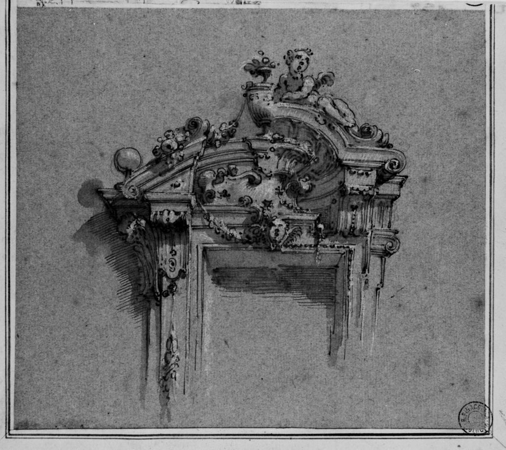 porte con motivi decorati (disegno) di Bigari Vittorio Maria (sec. XVIII)