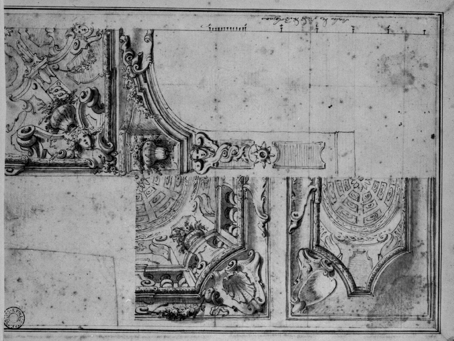 soffitti con motivi decorativi (disegno) di Bigari Vittorio Maria (metà sec. XVIII)