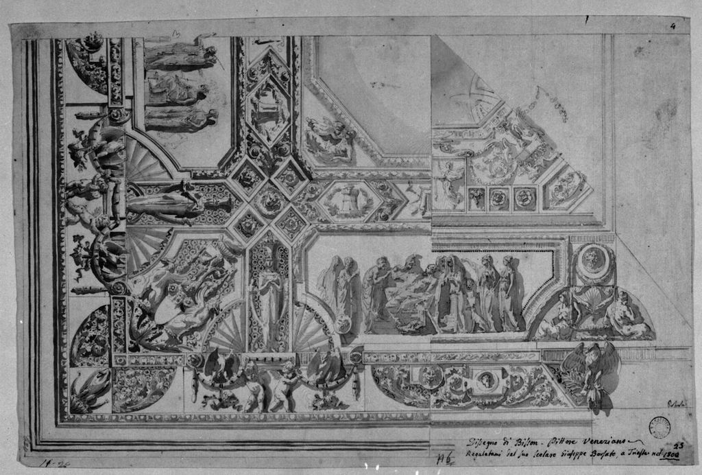 Scene dall'antico e motivi decorativi (disegno) di Bison Giuseppe Bernardino (fine sec. XVIII)