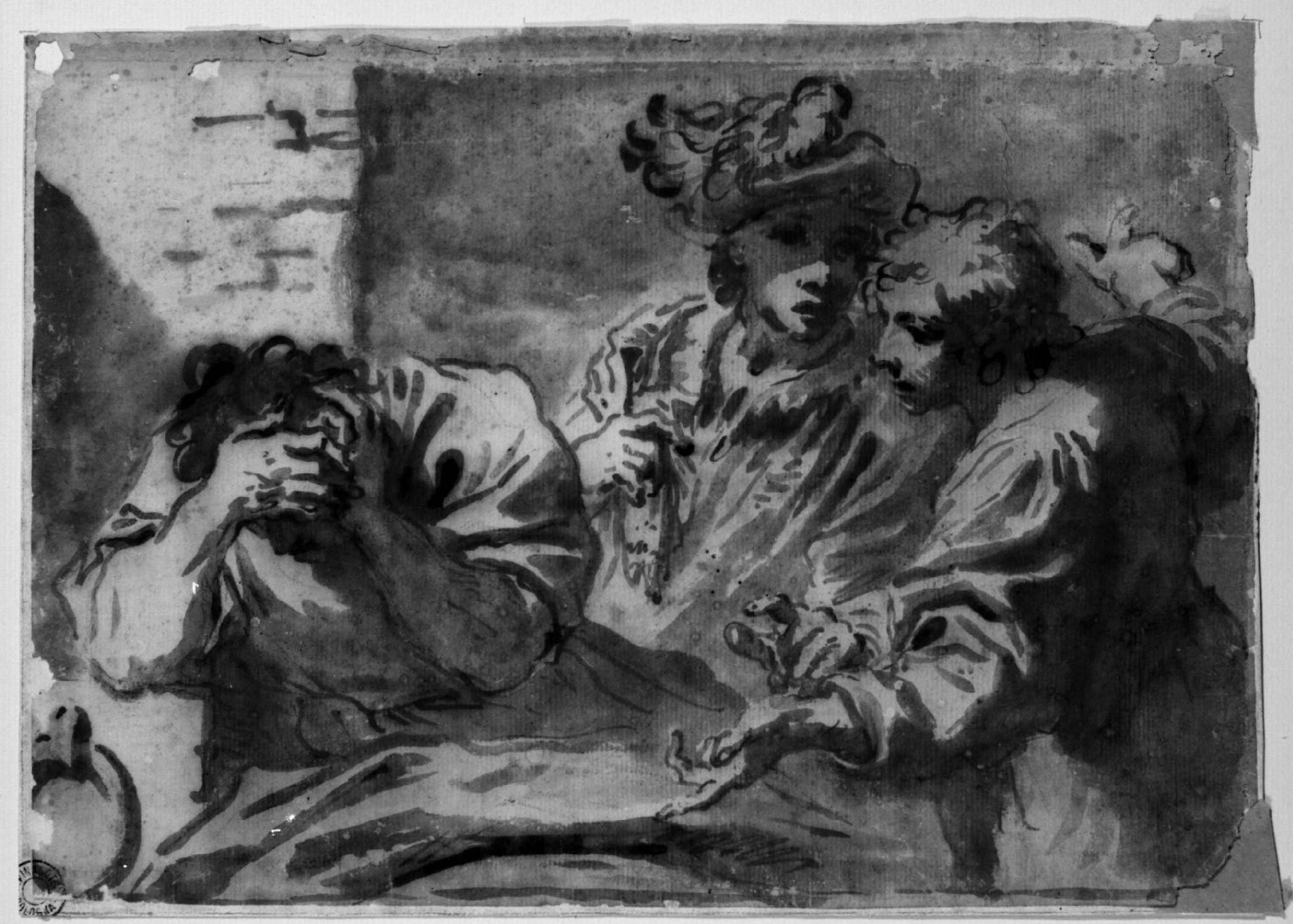 Giuseppe in carcere interpreta il sogno del coppiere e del panettiere (disegno) di Burrini Giovan Antonio (sec. XVII)
