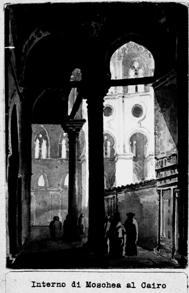 Interno di moschea al Cairo, Interno di moschea al Cairo (disegno) di Basoli Antonio (maniera) (metà sec. XIX)