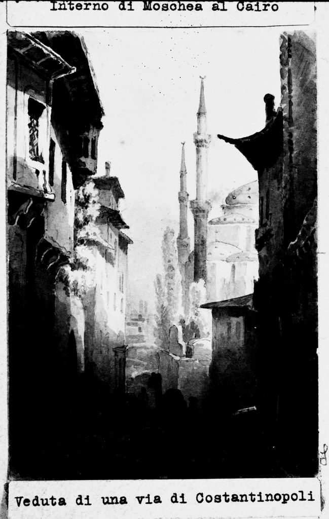 Veduta di una via di Costantinopoli (disegno) di Basoli Antonio (maniera) (metà sec. XIX)