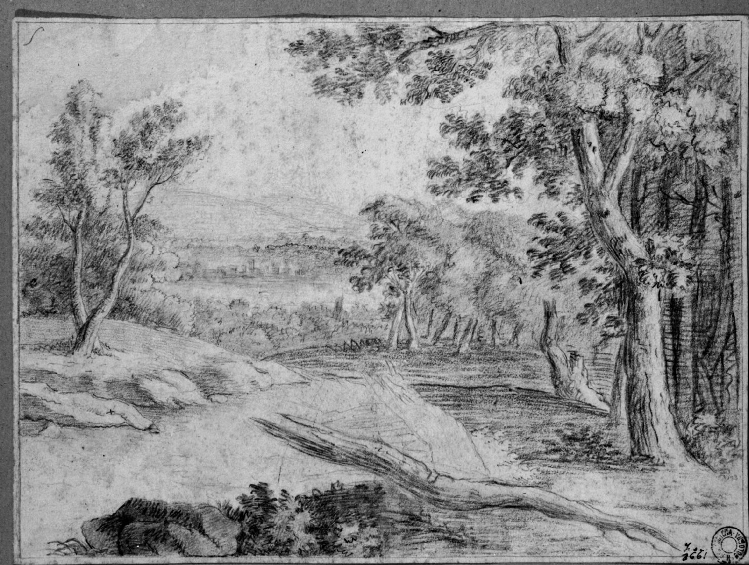 Paesaggio collinare (disegno) di Campedelli Ottavio (attribuito) (metà sec. XIX)