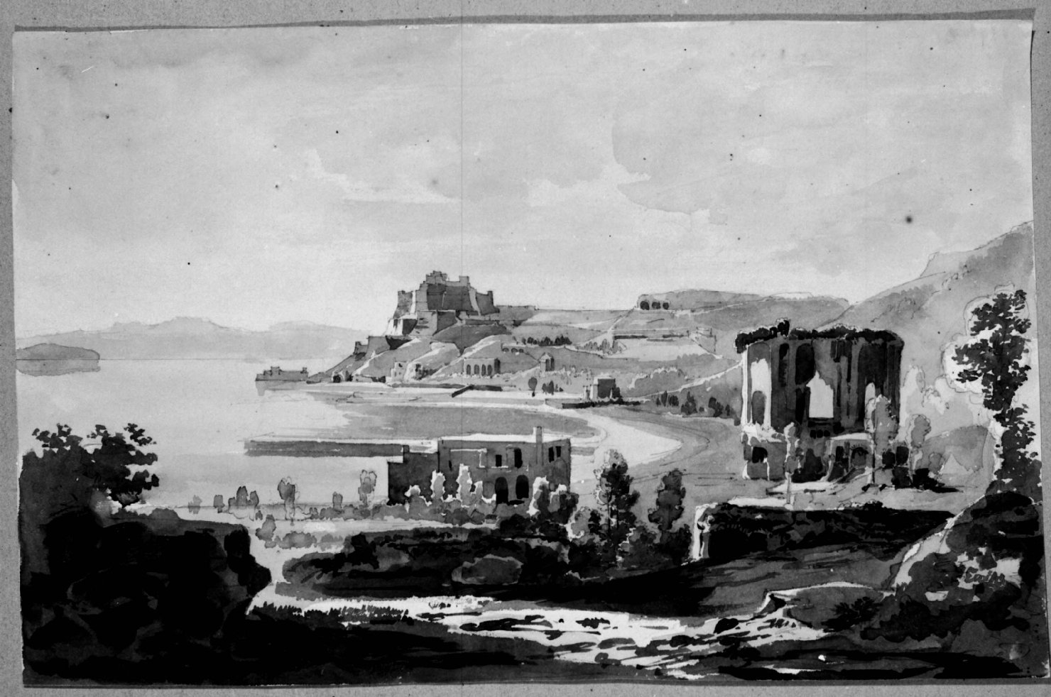 Veduta del Golfo di Napoli (disegno) di Basoli Antonio (prima metà sec. XIX)