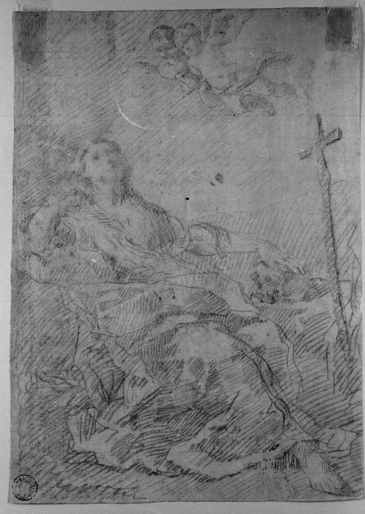 Santa Maria Maddalena penitente (disegno) di Burrini Giovan Antonio (attribuito) (ultimo quarto sec. XVII)