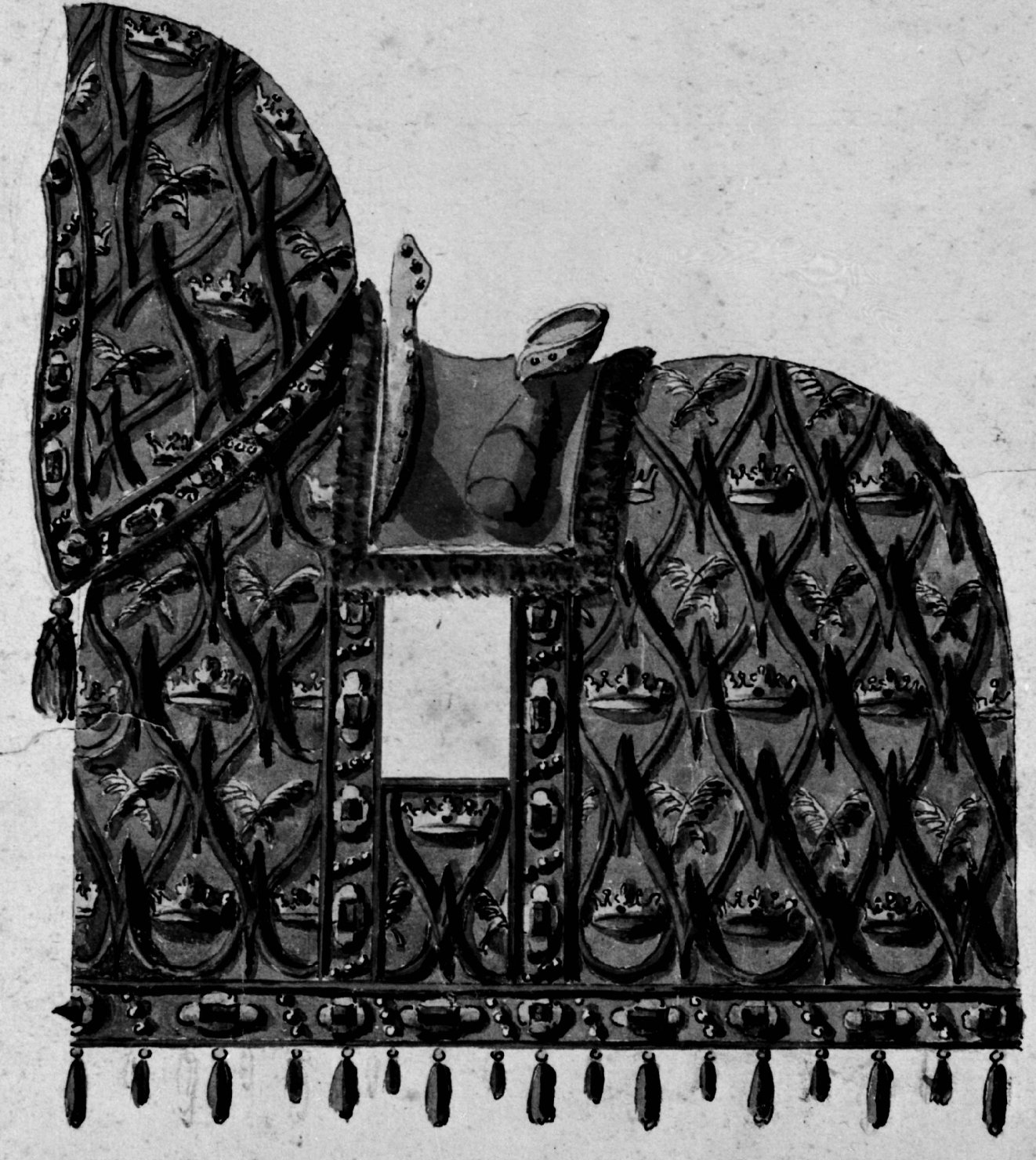 Gualdrappa da torneo (disegno) - ambito emiliano (seconda metà sec. XVIII)