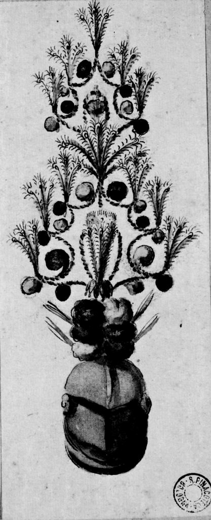 elmo piumato (disegno) - ambito emiliano (seconda metà sec. XVIII)