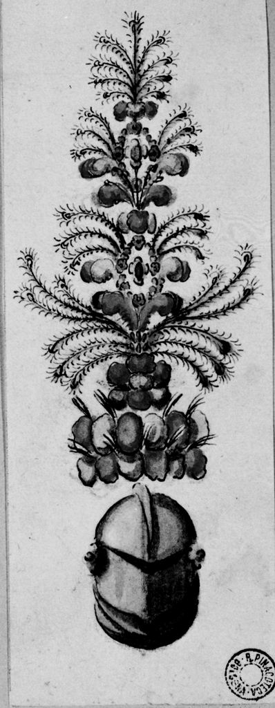 elmo piumato (disegno) - ambito emiliano (seconda metà sec. XVIII)