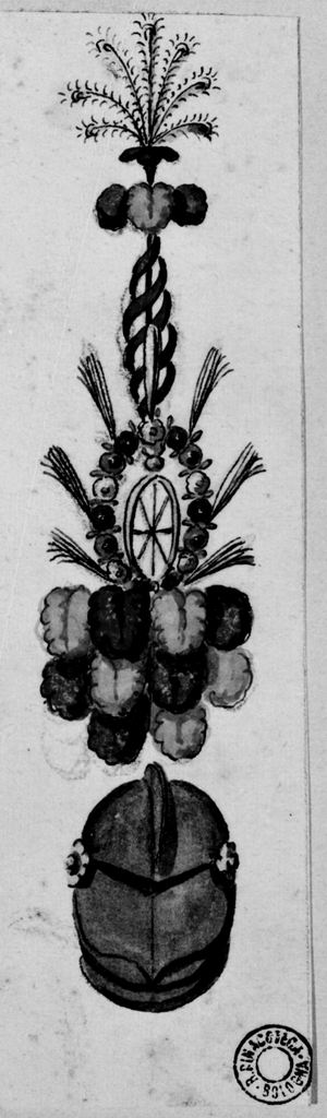 elmo piumato (disegno) - ambito emiliano (seconda metà sec. XVIII)